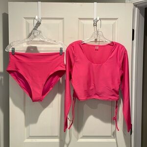 Old Navy Hot Pink Long Sleeve Bikini Set